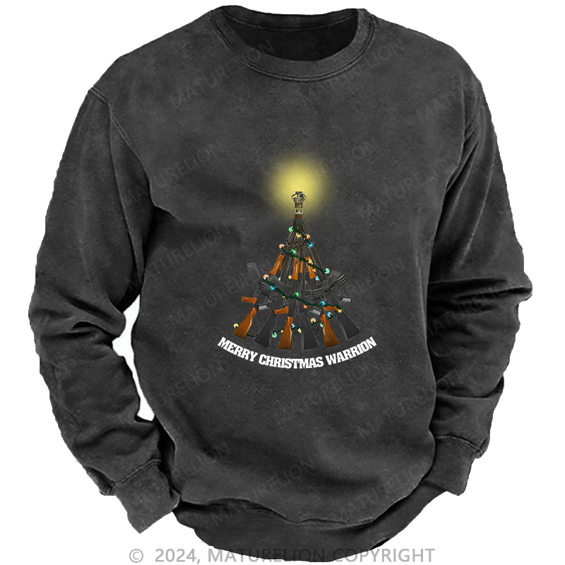 Maturelion Men's Sweatshirt Merry Christmas Warrior Custom Sweatshirt