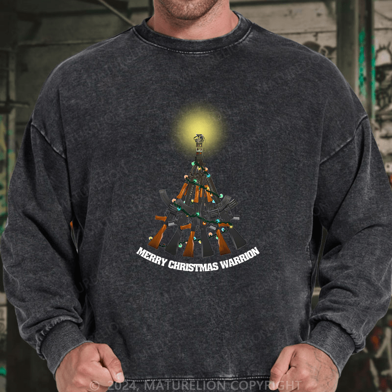 Maturelion Men's Sweatshirt Merry Christmas Warrior Custom Sweatshirt