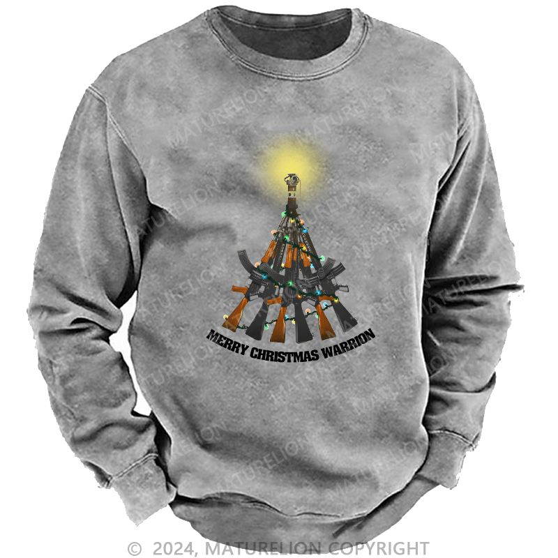 Maturelion Men's Sweatshirt Merry Christmas Warrior Custom Sweatshirt