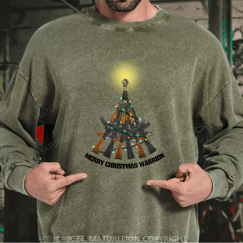 Maturelion Men's Sweatshirt Merry Christmas Warrior Custom Sweatshirt