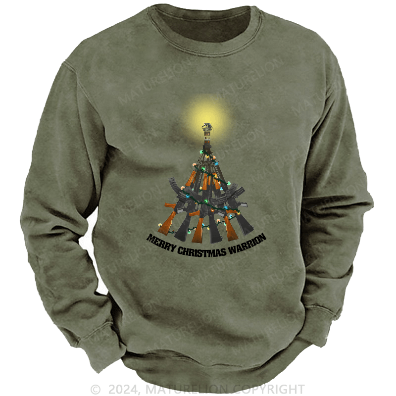 Maturelion Men's Sweatshirt Merry Christmas Warrior Custom Sweatshirt