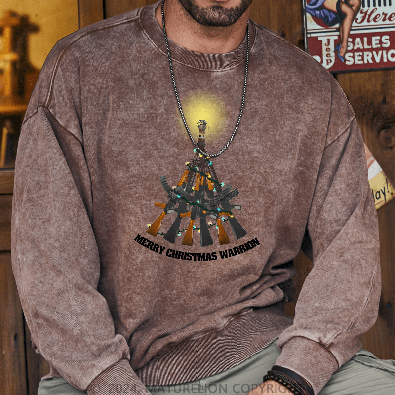 Maturelion Men's Sweatshirt Merry Christmas Warrior Custom Sweatshirt