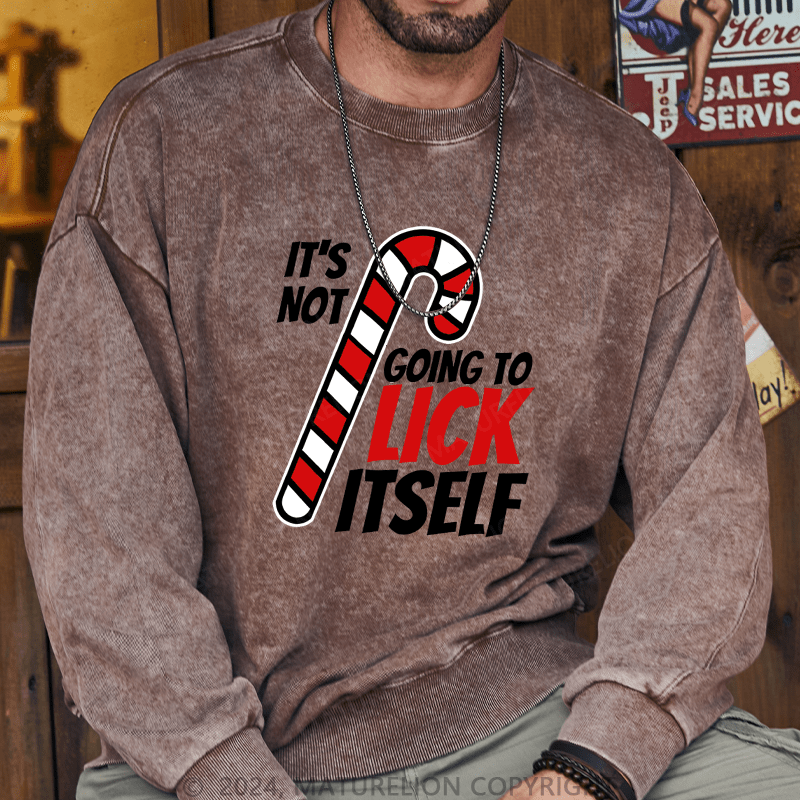 Maturelion Men's Sweatshirt Its Not Going To Lick Itself Christmas Candy Cane Custom Sweatshirt