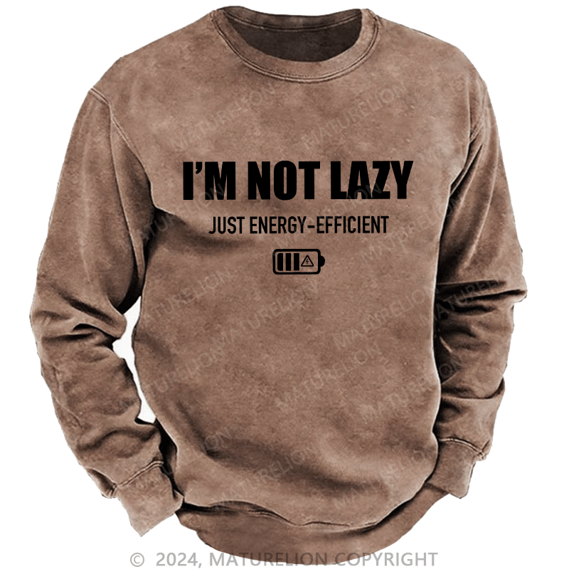 Maturelion Men's Sweatshirt I'M Not Lazy Just Energy-Efficient Custom Sweatshirt