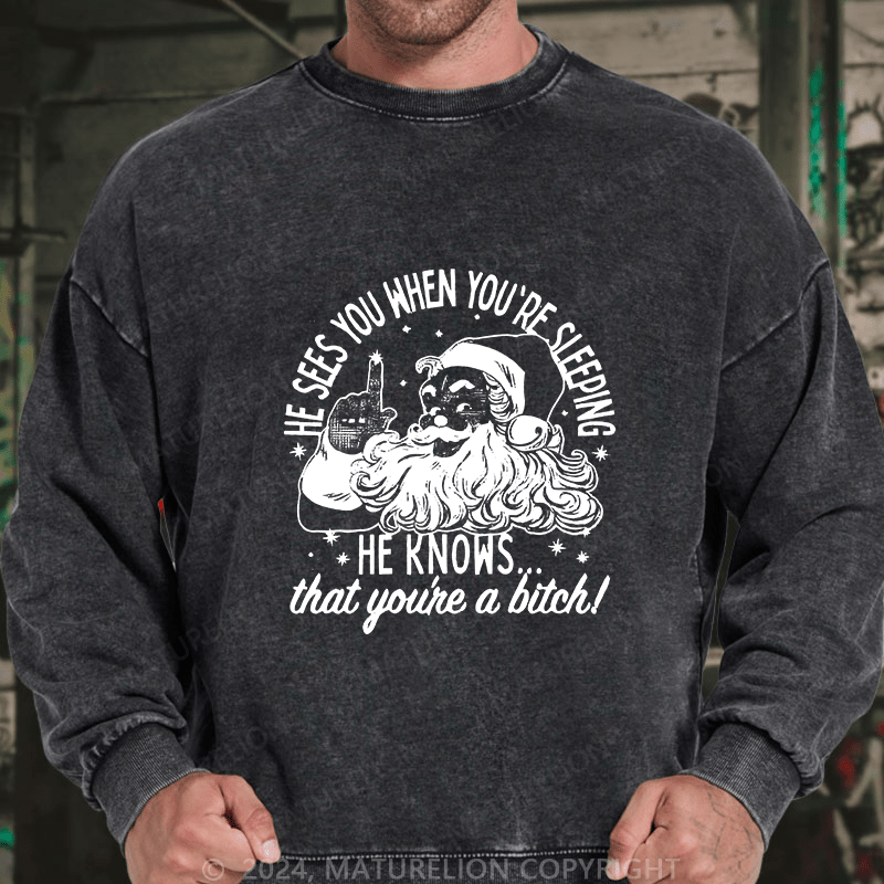 Maturelion Men's Sweatshirt He Sees You When You'Re Sleeping Custom Sweatshirt