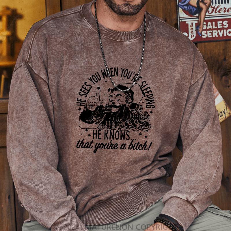 Maturelion Men's Sweatshirt He Sees You When You'Re Sleeping Custom Sweatshirt