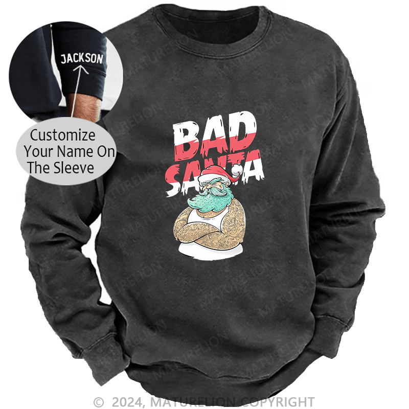 Maturelion Men's Sweatshirt Christmas Tattooed Santa Loves Tattoos Custom Sweatshirt