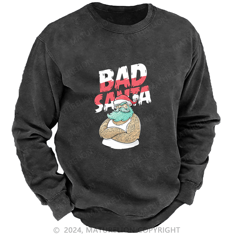 Maturelion Men's Sweatshirt Christmas Tattooed Santa Loves Tattoos Custom Sweatshirt