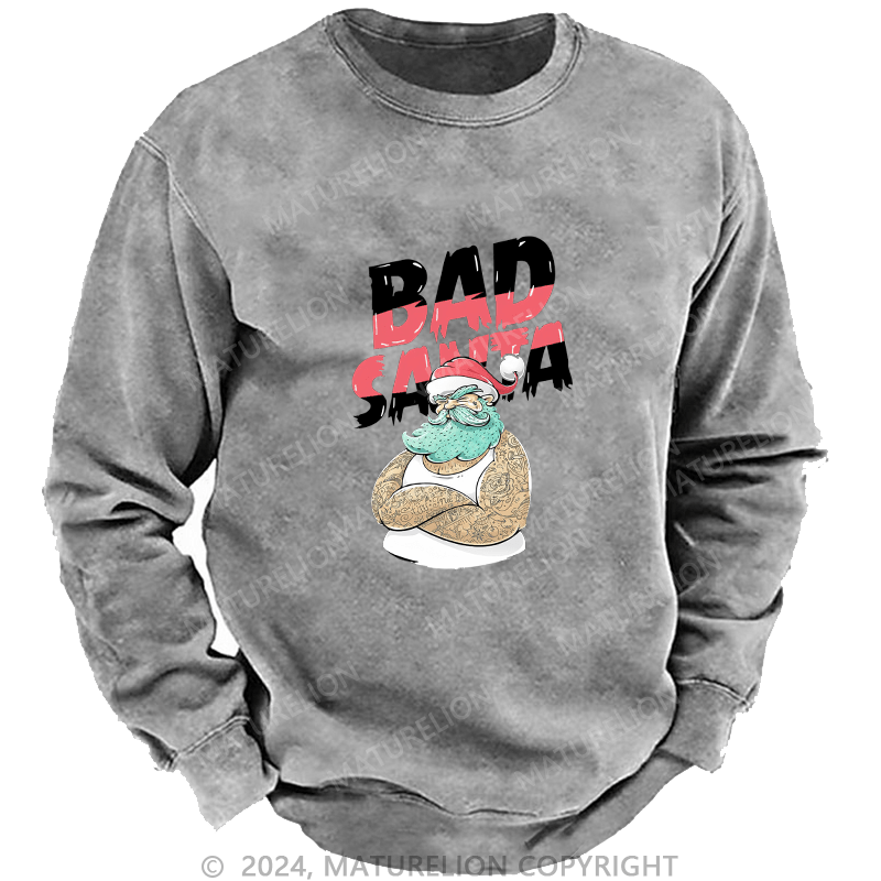 Maturelion Men's Sweatshirt Christmas Tattooed Santa Loves Tattoos Custom Sweatshirt