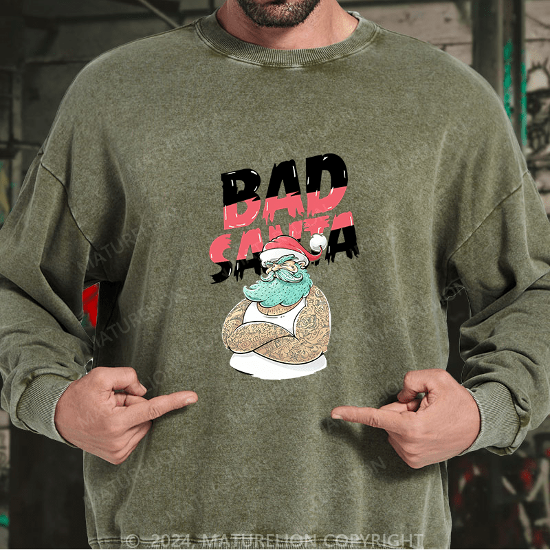 Maturelion Men's Sweatshirt Christmas Tattooed Santa Loves Tattoos Custom Sweatshirt