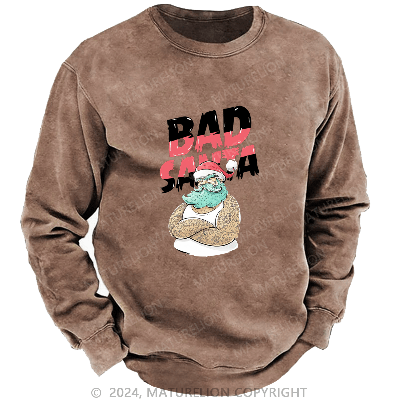 Maturelion Men's Sweatshirt Christmas Tattooed Santa Loves Tattoos Custom Sweatshirt