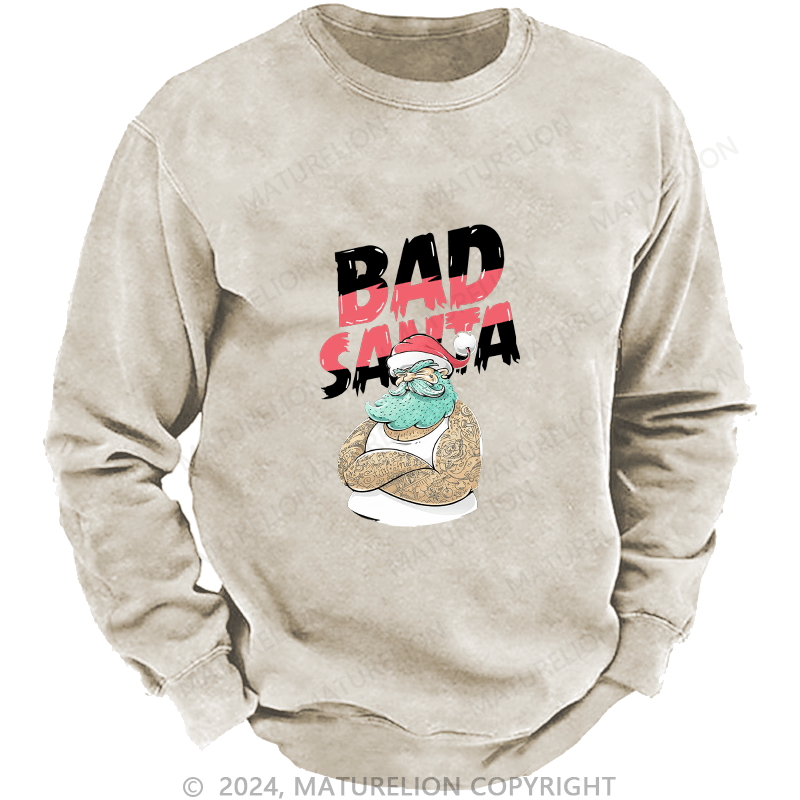 Maturelion Men's Sweatshirt Christmas Tattooed Santa Loves Tattoos Custom Sweatshirt