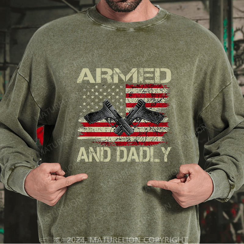 Maturelion Men's Sweatshirt Armed And Dadly Custom Sweatshirt