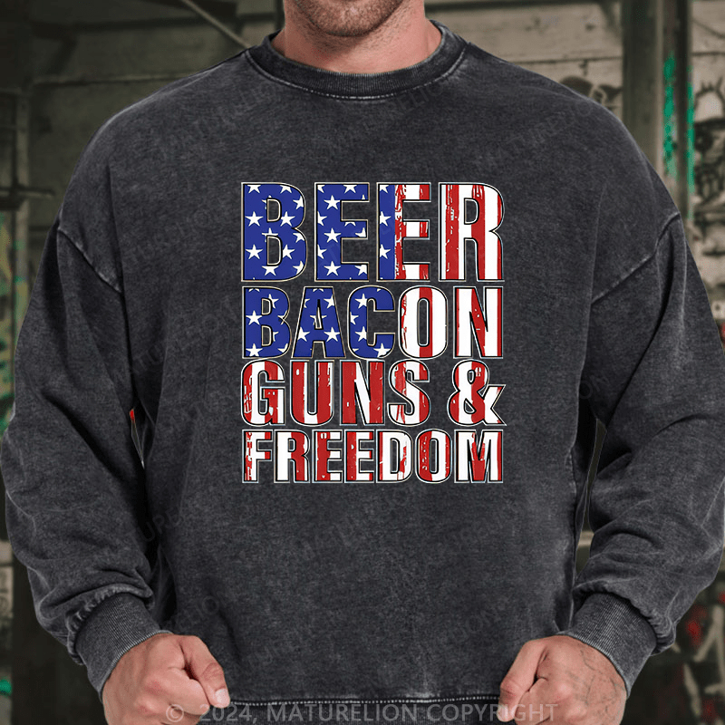 Maturelion Men's Sweatshirt Beer Bacon Guns And Freedom Custom Sweatshirt