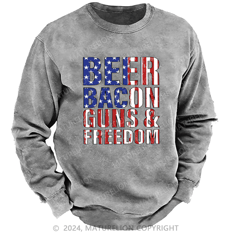 Maturelion Men's Sweatshirt Beer Bacon Guns And Freedom Custom Sweatshirt