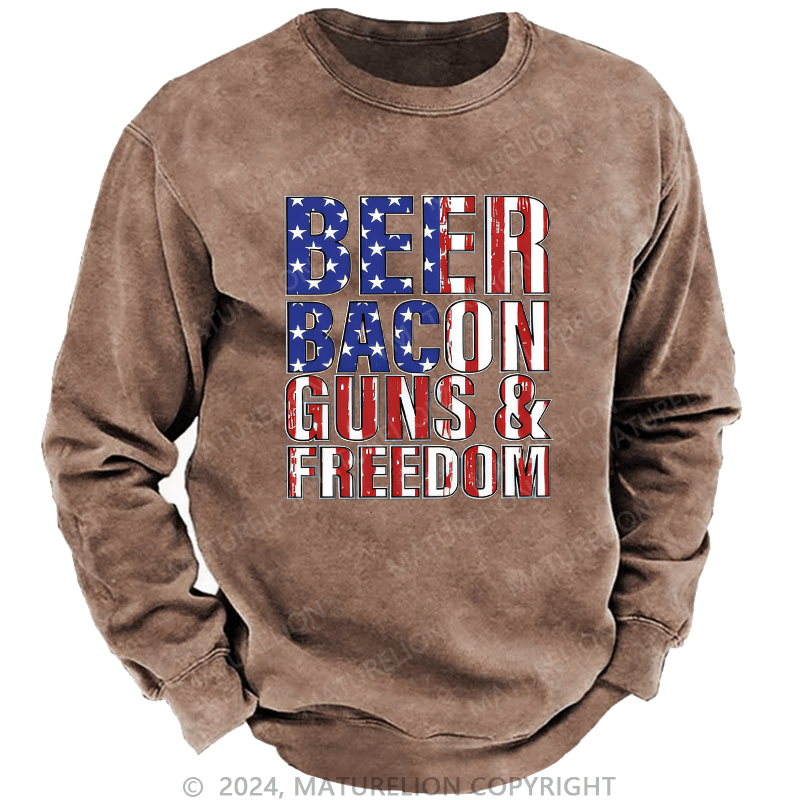 Maturelion Men's Sweatshirt Beer Bacon Guns And Freedom Custom Sweatshirt