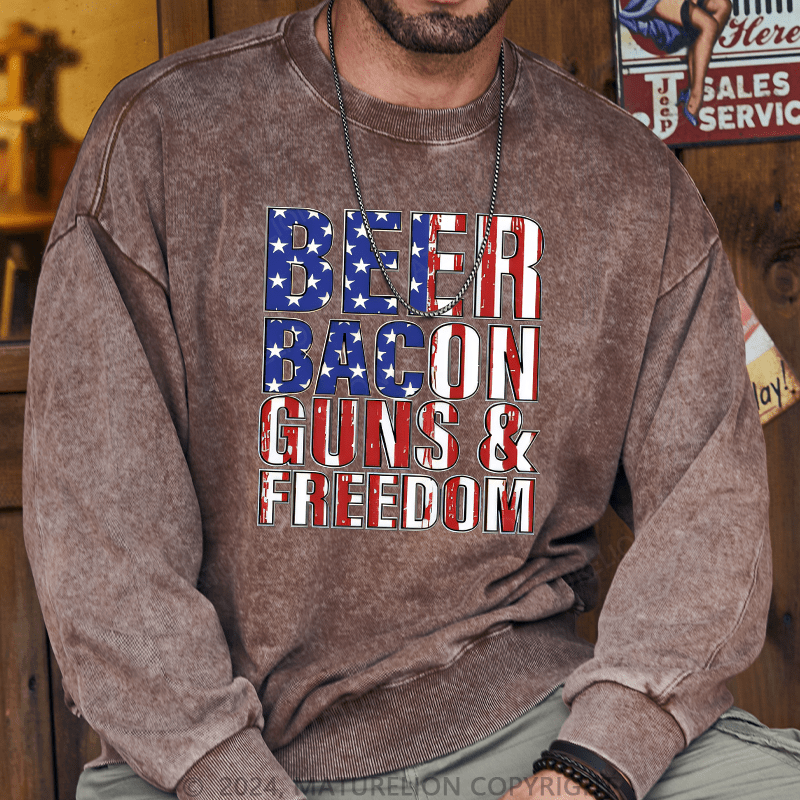 Maturelion Men's Sweatshirt Beer Bacon Guns And Freedom Custom Sweatshirt