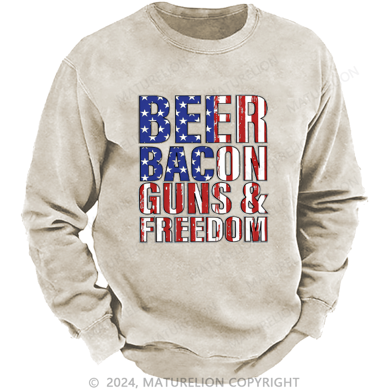 Maturelion Men's Sweatshirt Beer Bacon Guns And Freedom Custom Sweatshirt