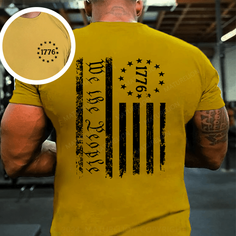 Maturelion New Men's USA 1776 Distressed American Flag T Shirt Patriotic 100% Cotton Tee