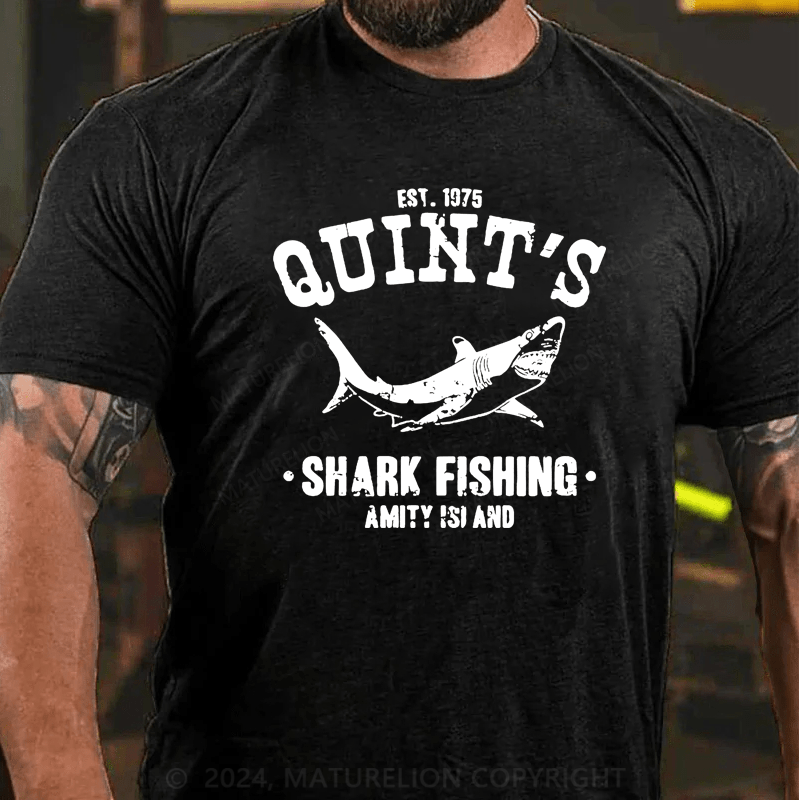 Maturelion Quint's Shark Fishing Jaws Retro T-Shirt