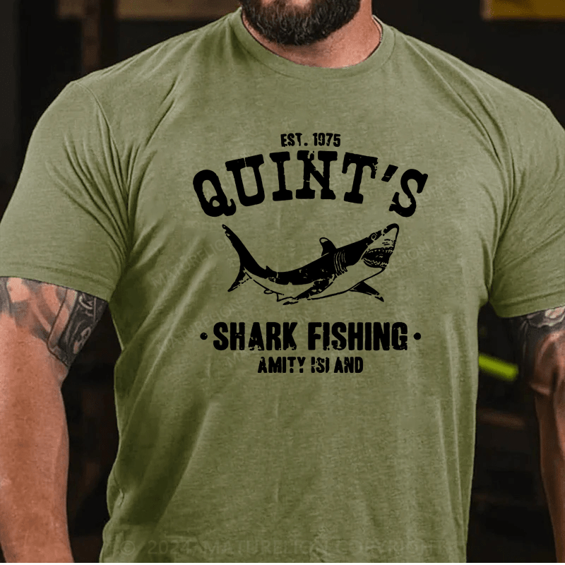 Maturelion Quint's Shark Fishing Jaws Retro T-Shirt