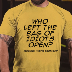 Maturelion Who Left The Bag Of Idiots Open Funny T-shirt