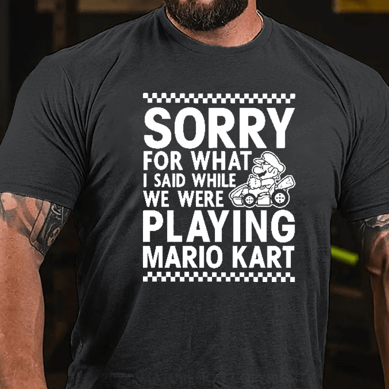 Maturelion Nintendo Mario Kart Checkered Sorry Graphic T-Shirt