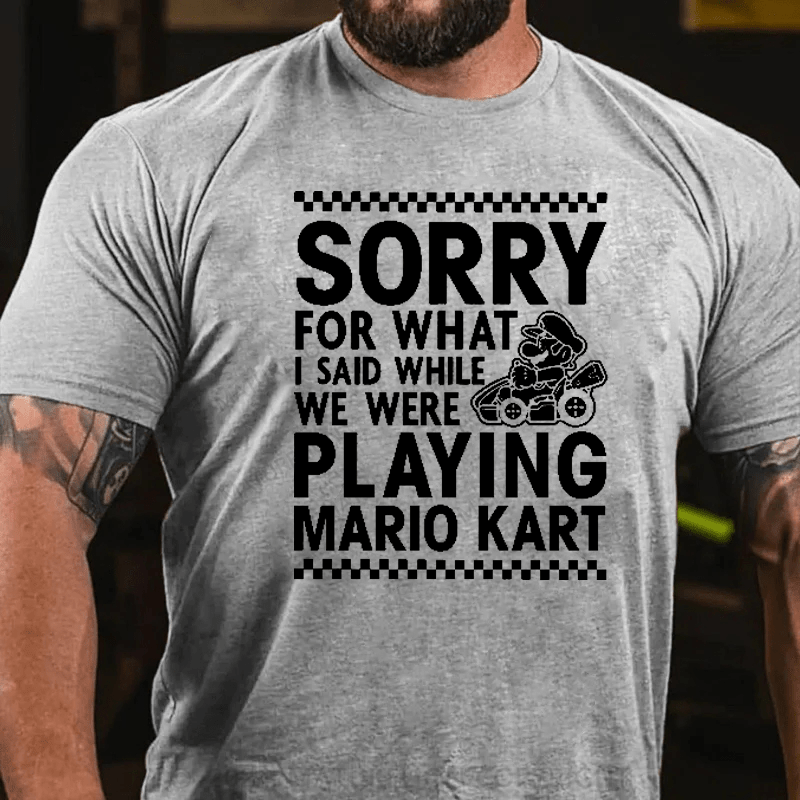 Maturelion Nintendo Mario Kart Checkered Sorry Graphic T-Shirt