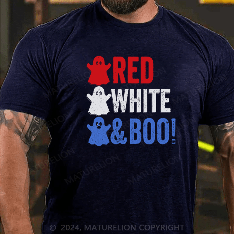 Maturelion Red, White, And Boo!Halloween T-Shirt