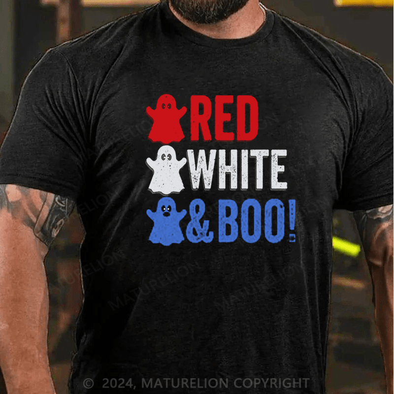 Maturelion Red, White, And Boo!Halloween T-Shirt