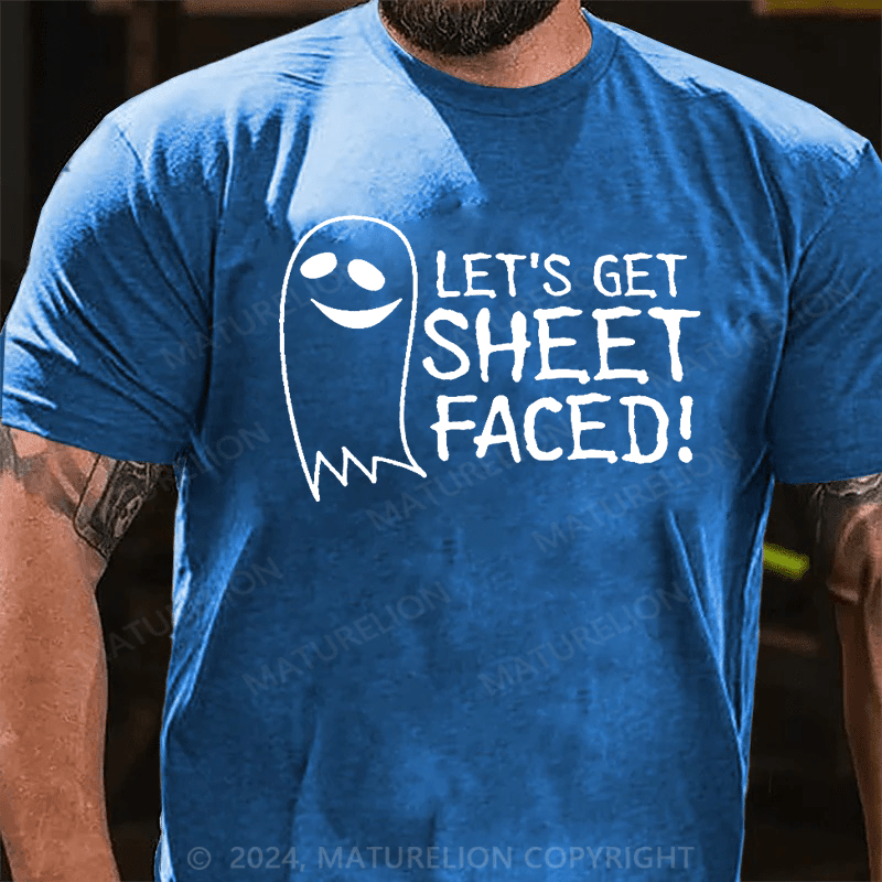 Maturelion Let's Get Sheet Faced Halloween Graphic Sarcastic Funny T-Shirt