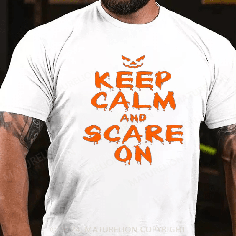 Maturelion Halloween Costume Keep Calm and Scary On Halloween T-Shirts for Men