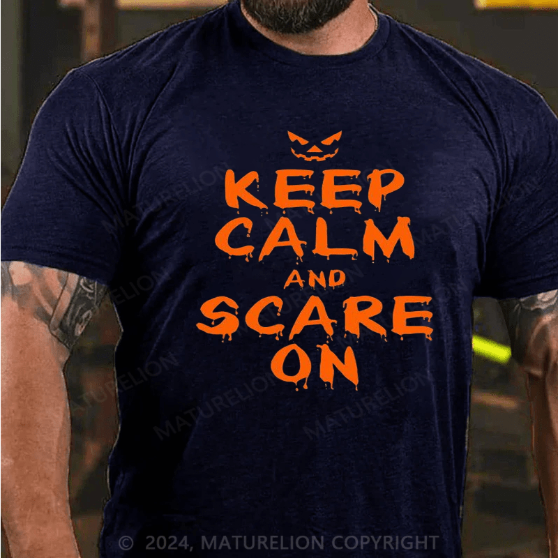 Maturelion Halloween Costume Keep Calm and Scary On Halloween T-Shirts for Men