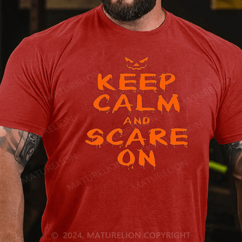 Maturelion Halloween Costume Keep Calm and Scary On Halloween T-Shirts for Men