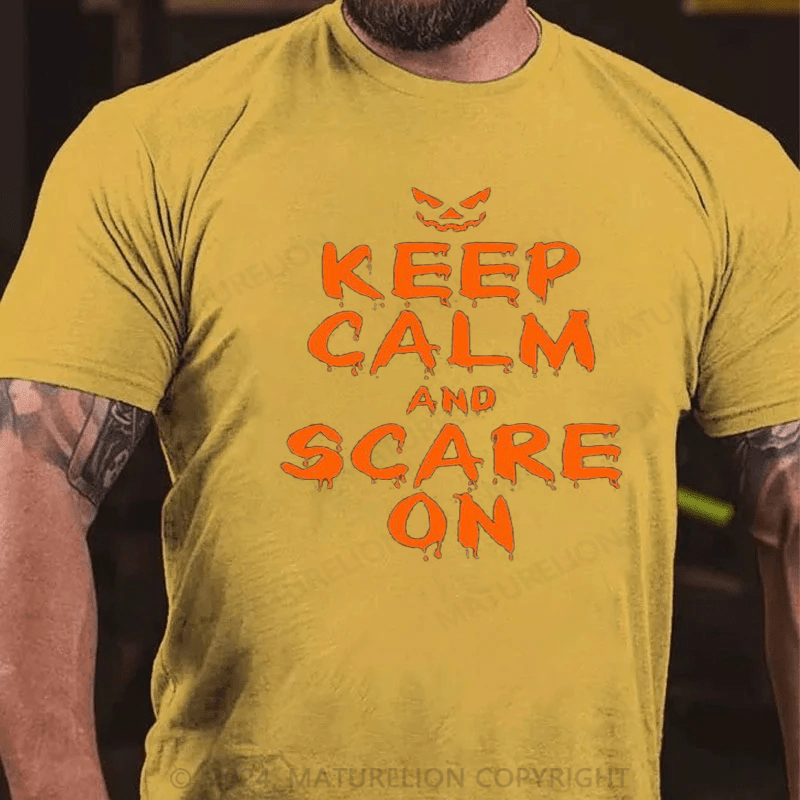 Maturelion Halloween Costume Keep Calm and Scary On Halloween T-Shirts for Men