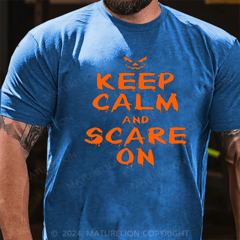 Maturelion Halloween Costume Keep Calm and Scary On Halloween T-Shirts for Men