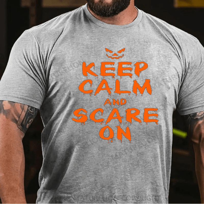 Maturelion Halloween Costume Keep Calm and Scary On Halloween T-Shirts for Men