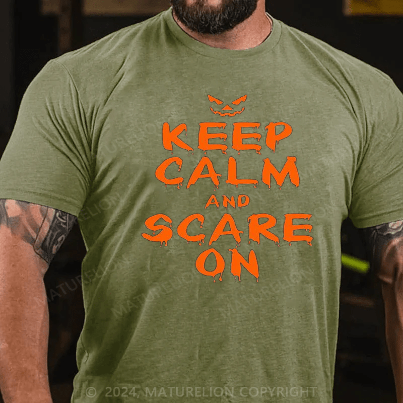 Maturelion Halloween Costume Keep Calm and Scary On Halloween T-Shirts for Men