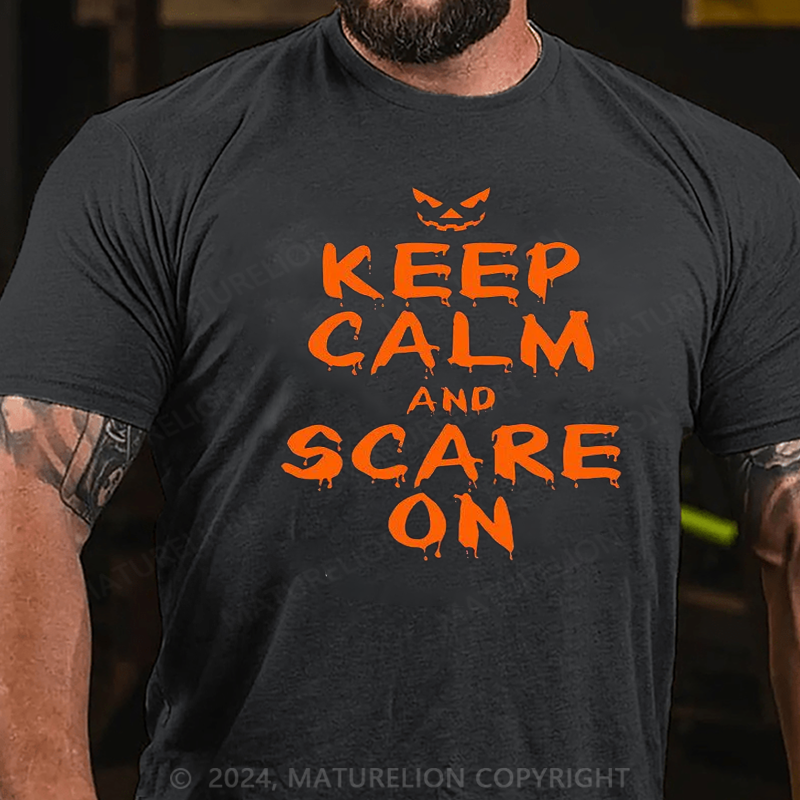 Maturelion Halloween Costume Keep Calm and Scary On Halloween T-Shirts for Men