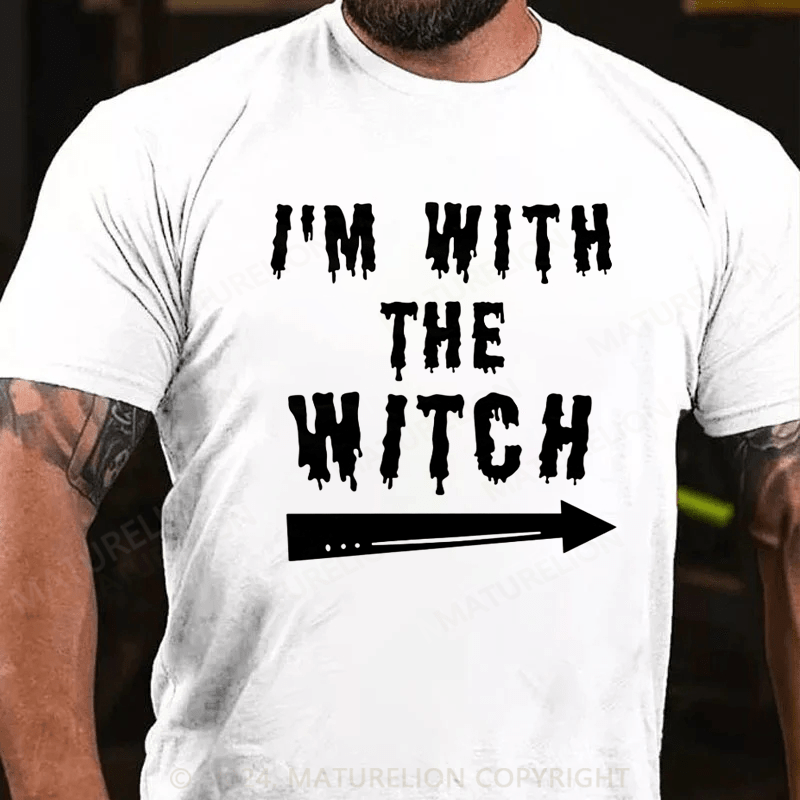 Maturelion Halloween Male I'm With The Witch Costume Funny Couples Men Classic T-Shirt