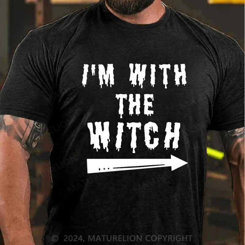 Maturelion Halloween Male I'm With The Witch Costume Funny Couples Men Classic T-Shirt