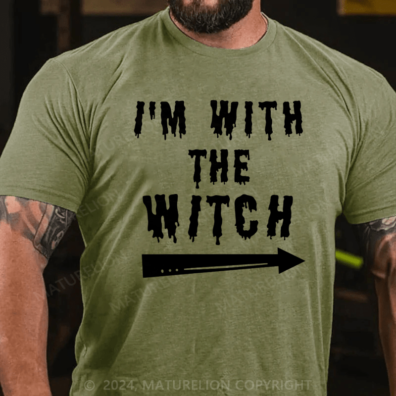 Maturelion Halloween Male I'm With The Witch Costume Funny Couples Men Classic T-Shirt