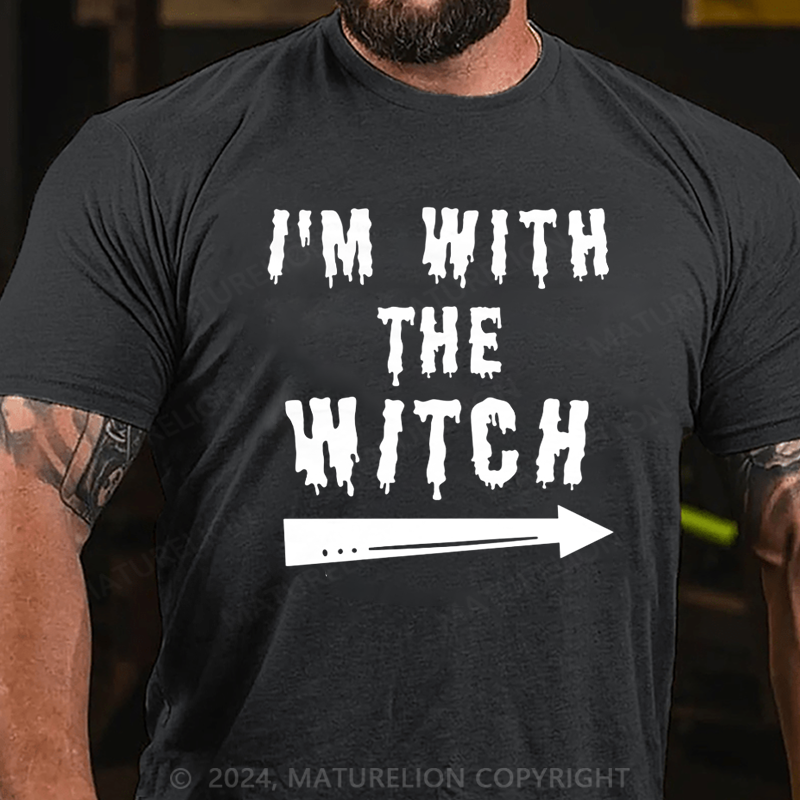 Maturelion Halloween Male I'm With The Witch Costume Funny Couples Men Classic T-Shirt