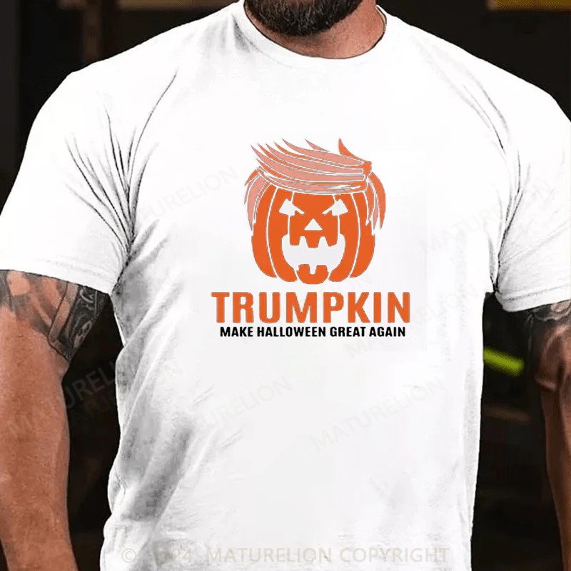 Maturelion Trumpkin Donald Trump Pumpkin Head Funny Jack-O'-Lantern Halloween T-Shirt