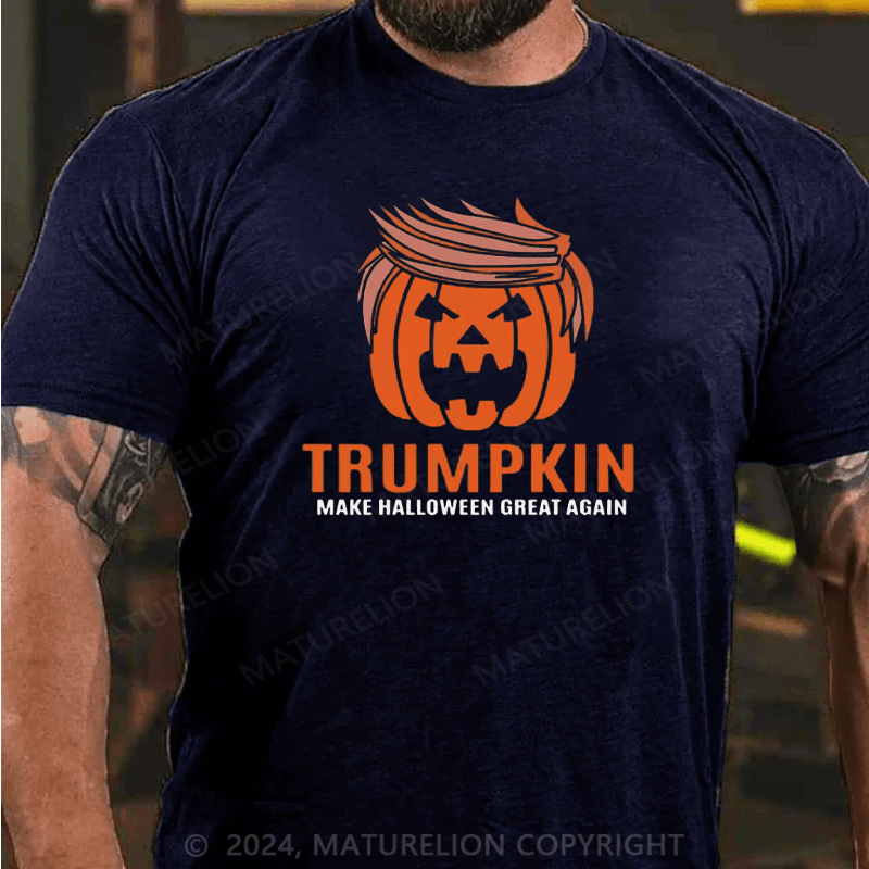 Maturelion Trumpkin Donald Trump Pumpkin Head Funny Jack-O'-Lantern Halloween T-Shirt