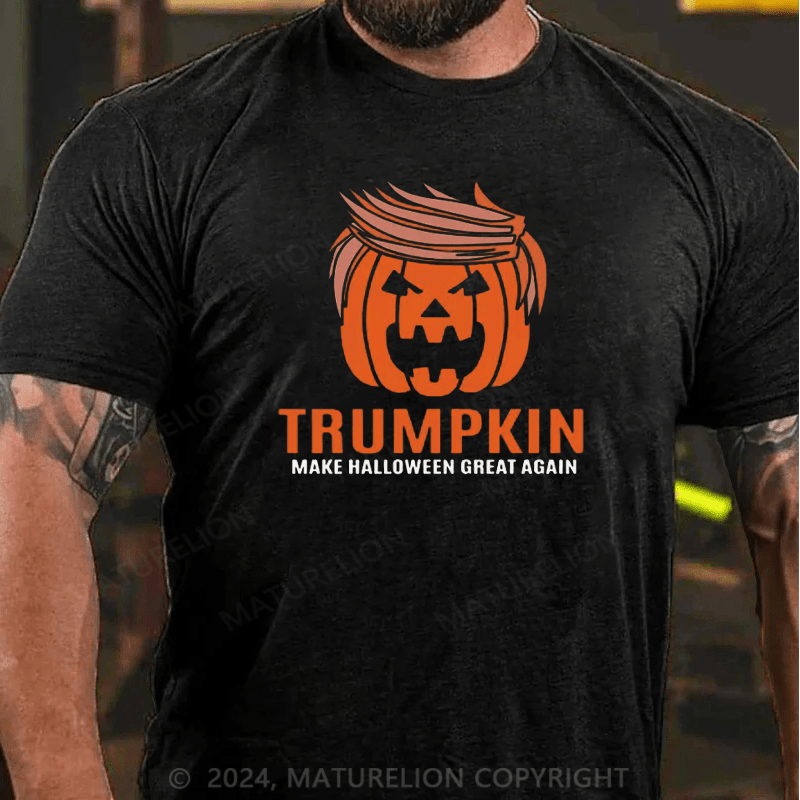 Maturelion Trumpkin Donald Trump Pumpkin Head Funny Jack-O'-Lantern Halloween T-Shirt