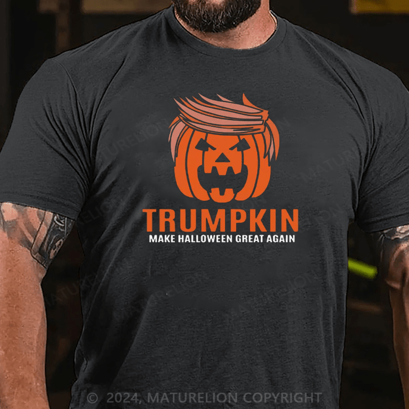 Maturelion Trumpkin Donald Trump Pumpkin Head Funny Jack-O'-Lantern Halloween T-Shirt