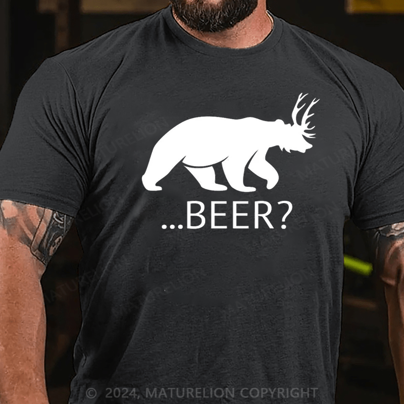 Maturelion Bear Deer Beer Funny T-Shirt