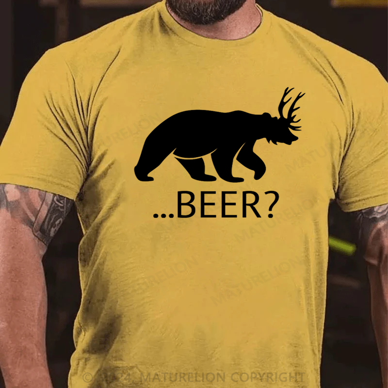 Maturelion Bear Deer Beer Funny T-Shirt