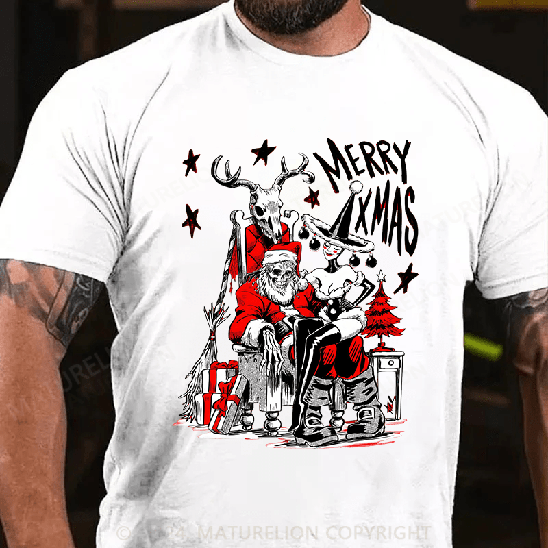 Matuerlion Christmas T-Shirt Skelly Claus Graphic T-shirt